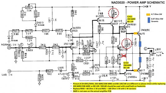 NAD 3020 Mods for new 2N3055 2N2955 output transistors.jpg